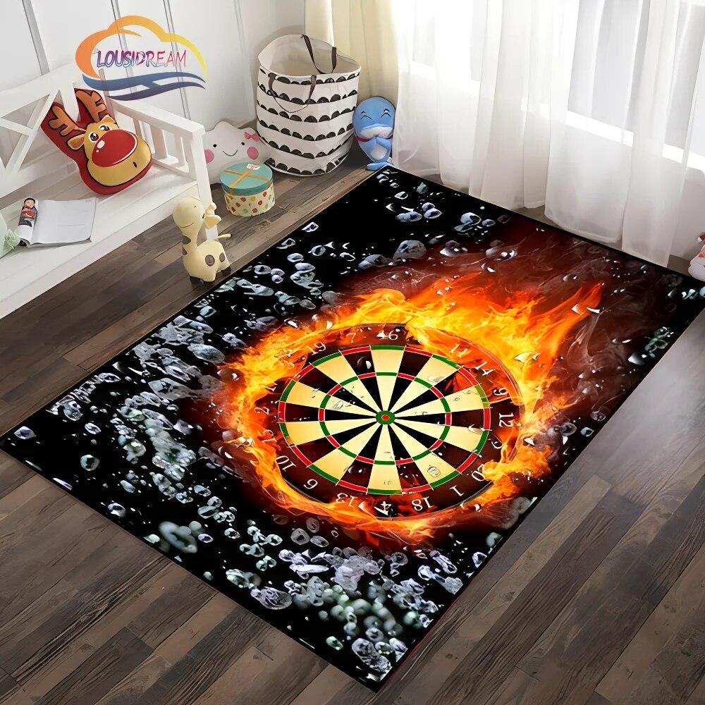 Ice and Fire Darts Pattern Carpet Fashion Soft Mat Gifts for Sports Lovers Household Floor Outdoor Play