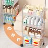 Movable Shelf with Wheels Multi-tiers Storage Rack Rolling Cart Transparent Basket Organizer Trolley for Snacks Cosmetics Bathroom