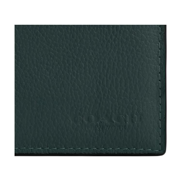 COACH Smooth Calfskin Wallet Mini Mens Dark Green