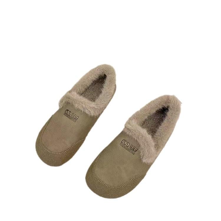 Туфли Doudou из бархата с одной педалью в стиле ретро, женские, новые, нескользящие, с мягкой подошвой, повседневные, теплые, хлопковые туфли 2024 года