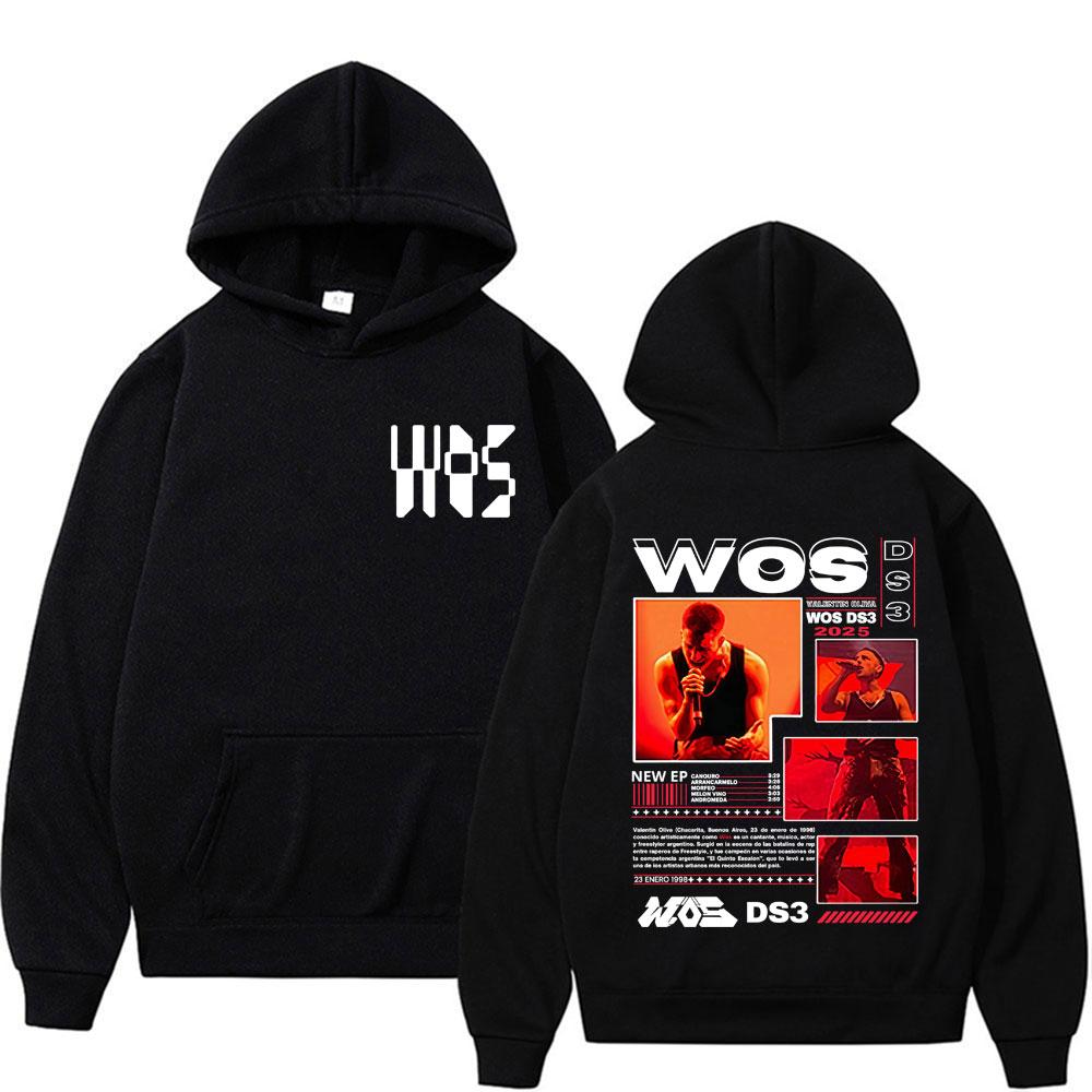 Rapper WOS DS3 Album Tour 2025 Merch Hoodies Men's Clothing Harajuku Vintage Gothic Trend Oversized Hooded Sweatshirt Streetwear