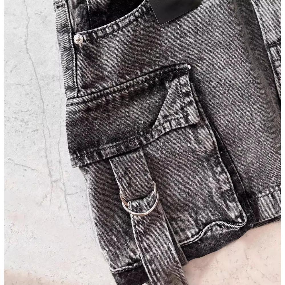 Юбка из денима Harajuku с несколькими карманами, винтажная готическая черная мини-юбка Y2k, модная женская повседневная универсальная сексуальная уличная одежда