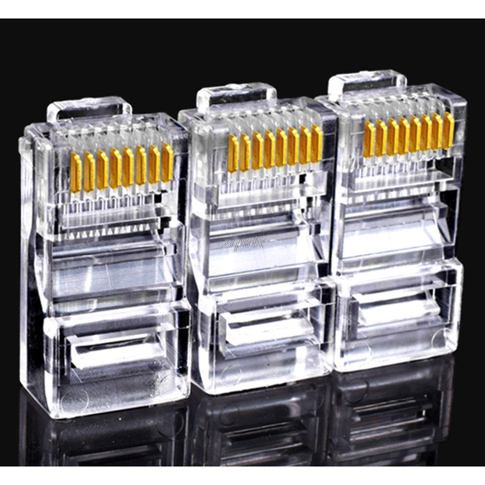 100 шт. RJ45 RJ-45 CAT5 модульный сетевой разъем Ethernet сетевой кабель Crystal Heads 8P8C адаптер лот