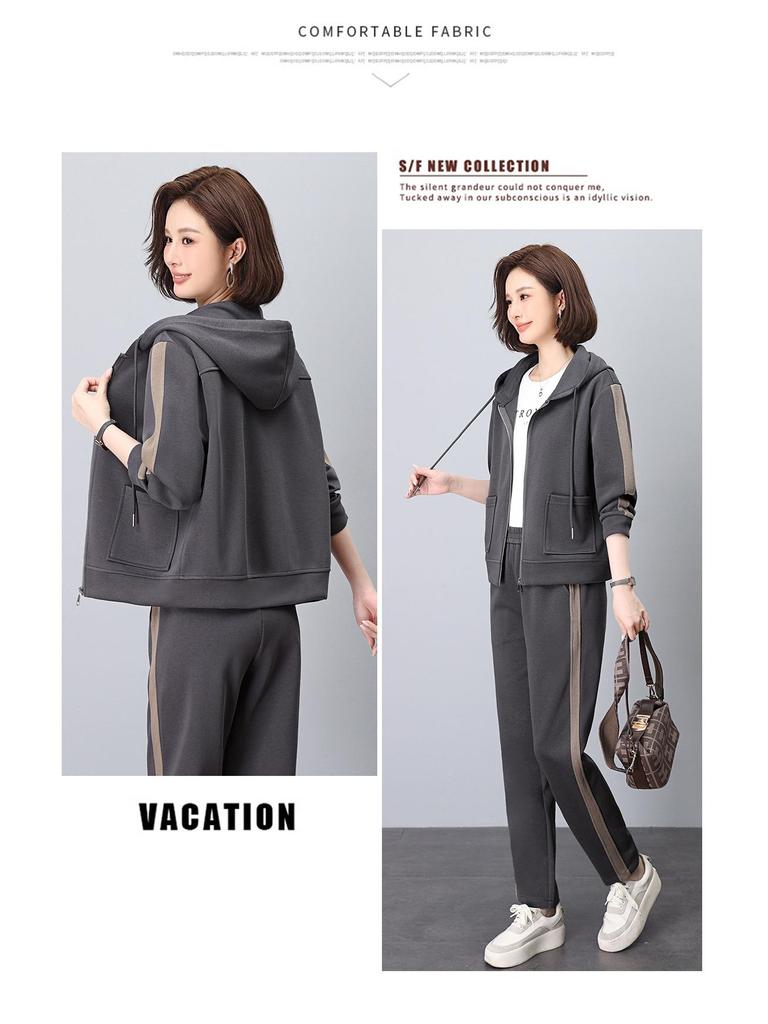 Женский спортивный костюм кэжуал высокого класса - Модный свитшот-двойка Весна/Осень 2024