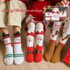 Сохраняющие тепло носки средней длины из кораллового флиса, плюшевые носки с Санта-Клаусом, мягкие рождественские носки, Рождество