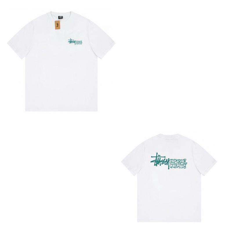 Short-sleeved high-quality trendy brand men's and women's loose cross-border Stu Xi Stu crew neck printed couple T-shirt with the same collection