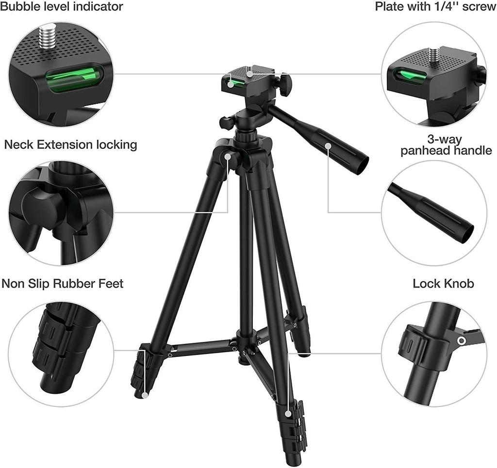 Портативный алюминиевый штатив-стойка для DSLR, проектора и телефона с выдвижным держателем для телефона для прямых трансляций