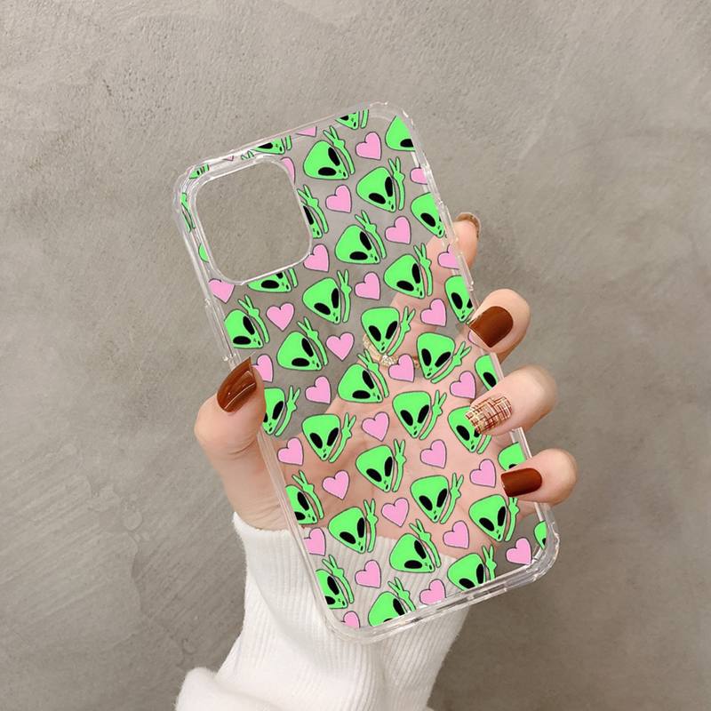 Aesthetics Cartoon alien space Phone Case for IPhone 18 11 12 13 mini pro XS MAX 8 7 6 6S Plus X 5S SE 2020 XR case