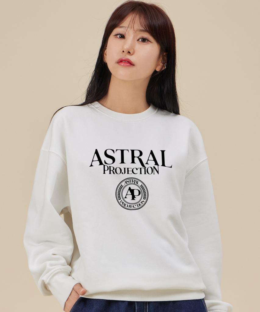 ASTRAL PROJECTION Lettering Logo Emblem Loose Fit Sweatshirt_White