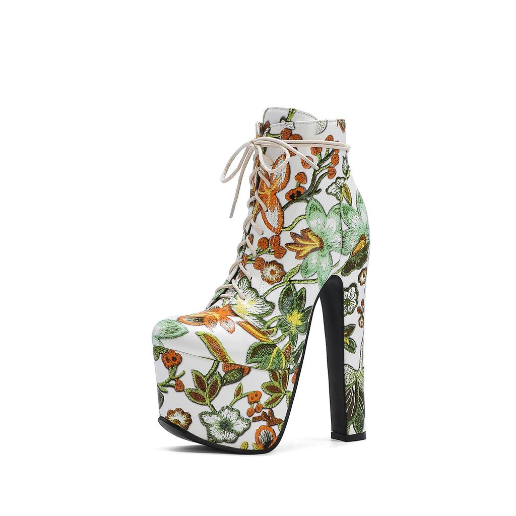 Q/L8/Women's High Heel Short Boots Autumn and Winter New Waterproof Platform Thick Heel Large Size Women's Boots