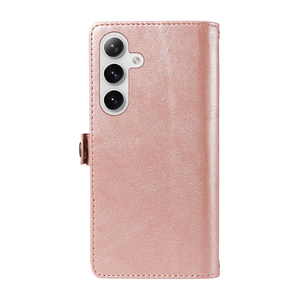 For Samsung Galaxy S24 FE Case YIKATU YK-008 Zipper Wallet Leather Phone Cover with Shoulder Strap