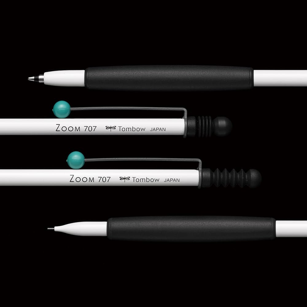 Ручка-роллер Tombow Pencil ZOOM 707 с подарком, 0,7 мм, на масляной основе, Бело-зеленая, В футляре, BC-ZS04AZ