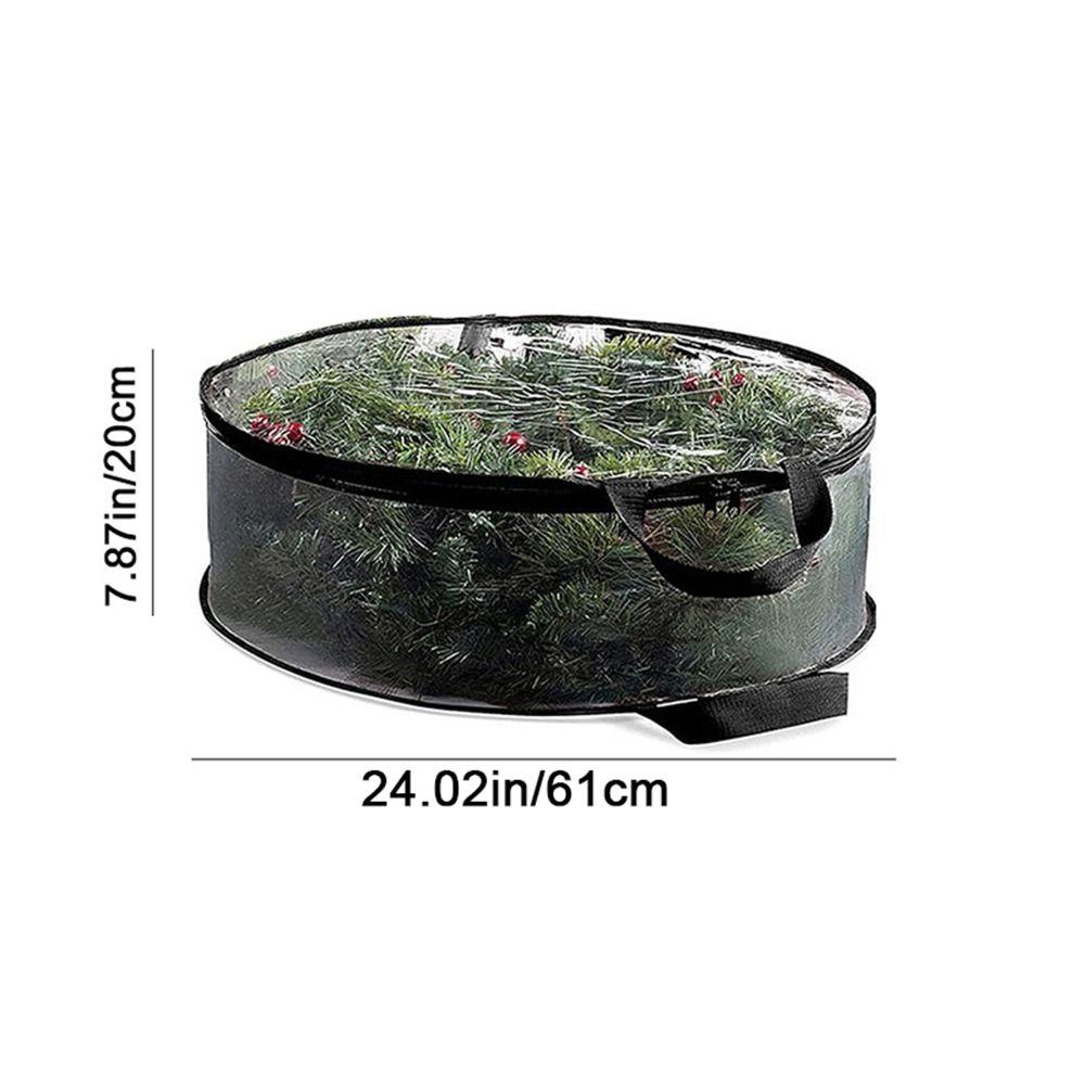 Round Wreath Storage Bag PVC Wreath Zippered Container Practical Garlands Storage Bag  for Home