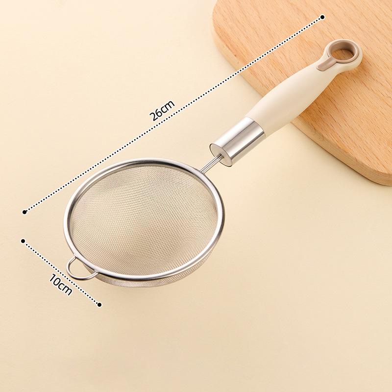 1/3Pcs Fine Mesh Flour Sieve 304 Stainless Steel Colander Juice Soybean Milk Filter Plastic Handle Oil Strainer Spoon Utensils