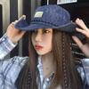 Lightweight Western Cowboy Hat Wide-Brimmed Fisherman Hat Fashion Denim Bucket Hat  Camping