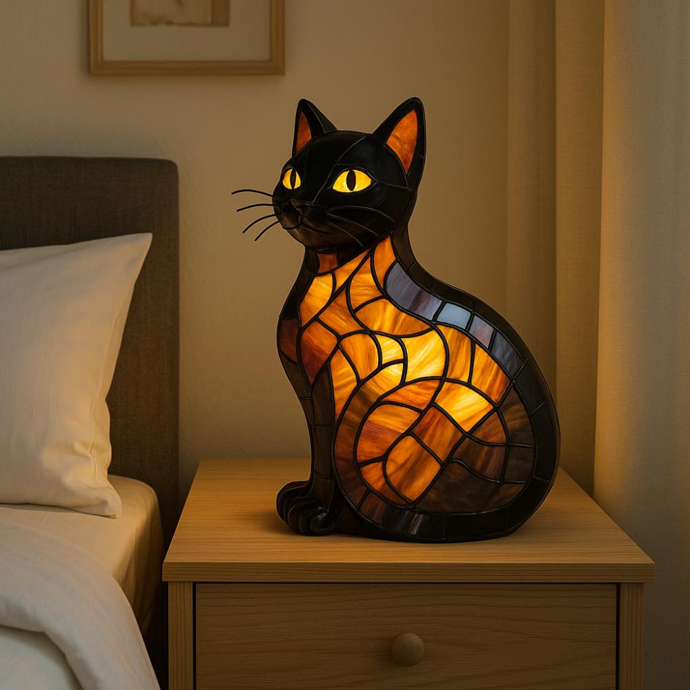 Cats Stained Resin Tabletop Retro Table Light New Night Light Home Bedroom