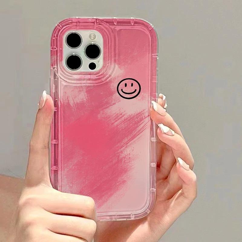Красочный цветочный смайлик чехол для мобильного телефона iPhone 15 14Pro Apple 13 милый 12 прозрачный 11 подушка безопасности ins мягкий чехол