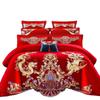 Комплект из четырех предметов с свадебной вышивкой, красное свадебное стеганое постельное белье, свадебное пододеяльник, постельное белье для молодоженов, свадебный комплект из шести предметов из розового нефрита