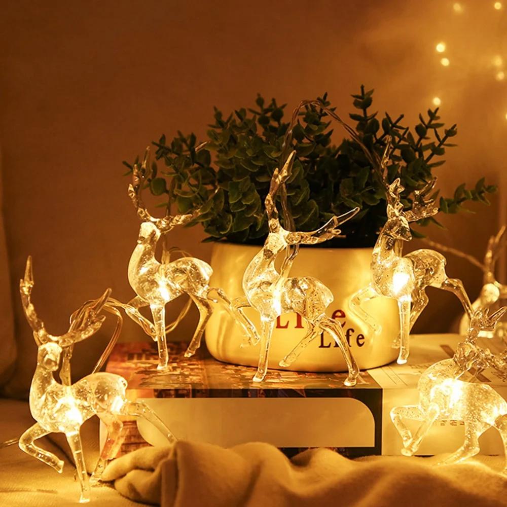 10LED/20LED Elk String Light Home Подвесной светильник Рождественская елка Декор Украшение Гостиная Украшение для дома