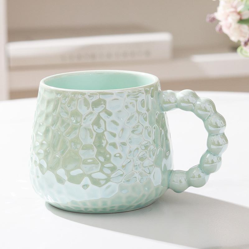 Ins Style Light Luxury Cup High Value Ceramic Mug Women with Lid Spoon Office Coffee Cup Couple Milk Cup