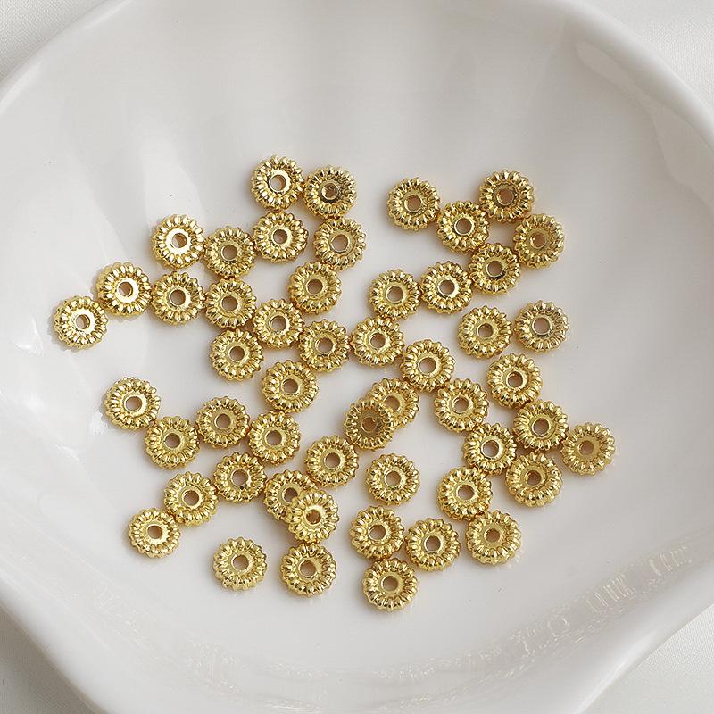 Позолоченные (14K Gold-Filled) бусины-разделители в виде цветочного колеса для браслетов и ожерелий ручной работы