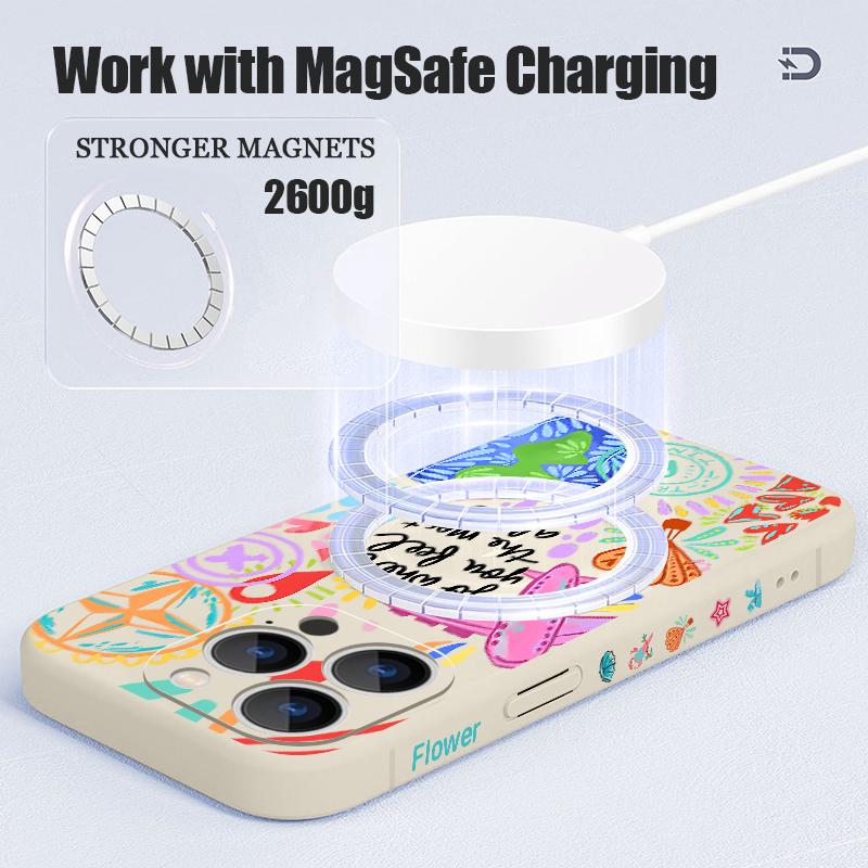 Чехол с мультяшным узором Огненный Шар для iPhone 17 Pro Max Магнитный для Magsafe Силиконовая Крышка для iPhone 16 Pro Max Funda iPhone 15 14 13 12 11 16E Air
