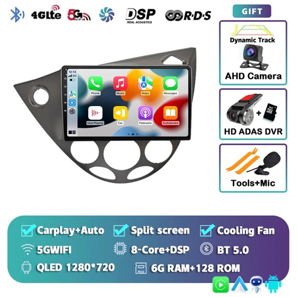 9-дюймовый Android 14 автомобильный радиоприемник для Ford Fiesta 1995-2001 Focus MK1 1998-2004 2 Din стерео мультимедийный проигрыватель Carplay Autoradio головное устройство