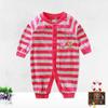 Newborn Girls Boys Infant Clothing Velvet Striped Button Winter Spring One Piece Kid Long Sleeve Kidswear Aapparel