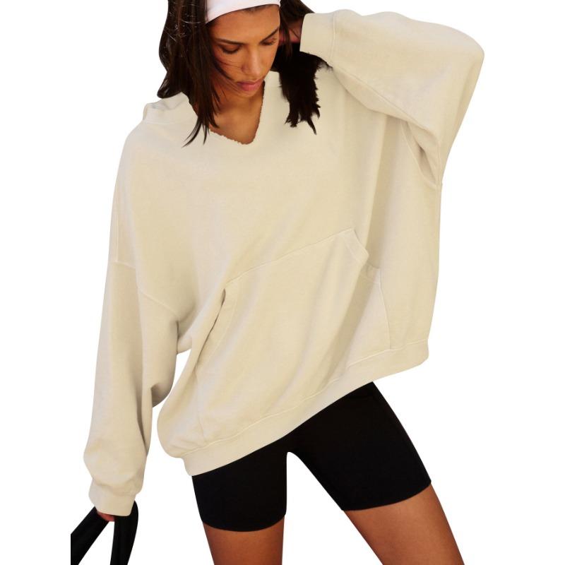 Женская толстовка с капюшоном осень-зима свободного покроя с капюшоном и карманом