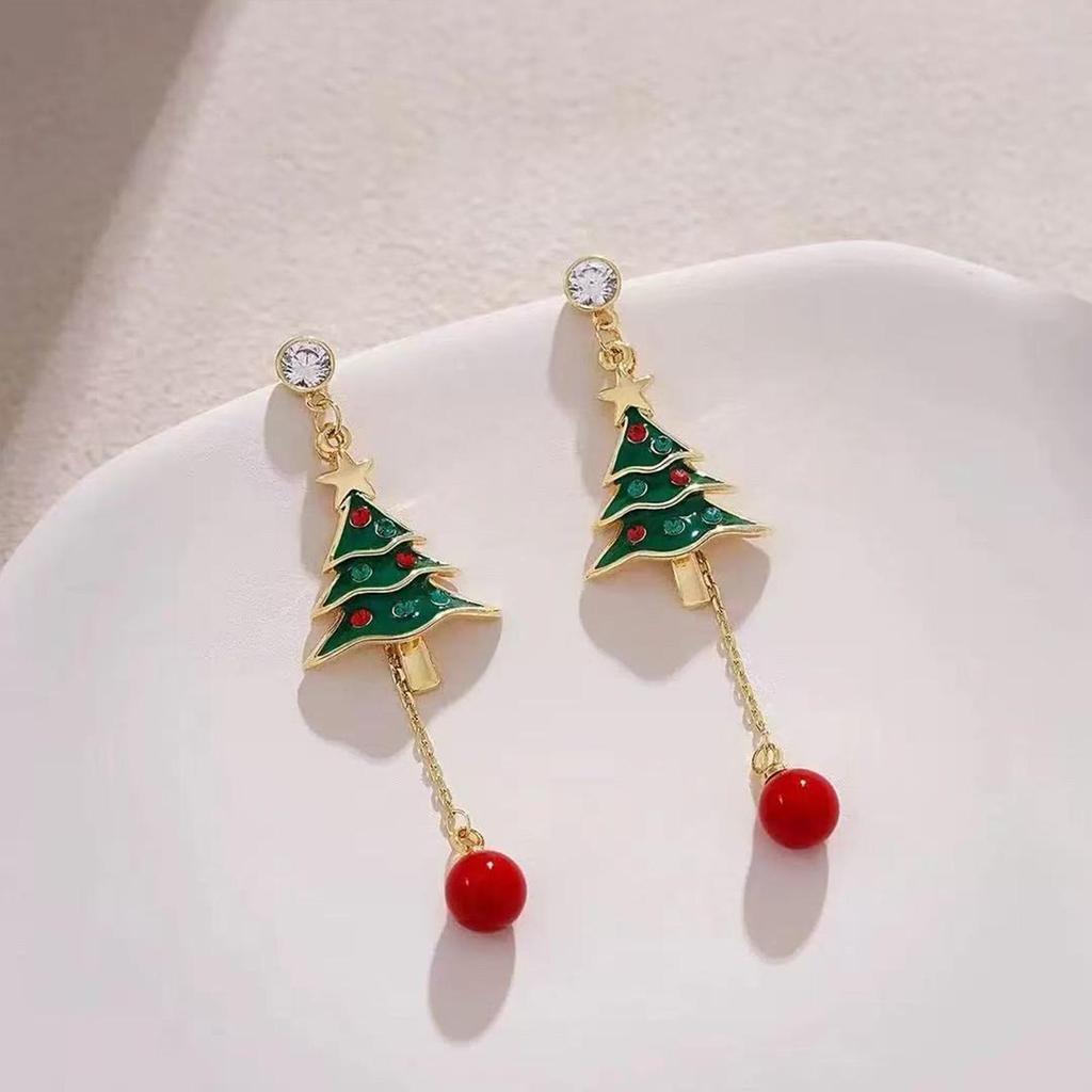European & American S925 Silver Christmas Asymmetrical Earrings - Cute & Sweet Holiday Gift for Women