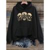 2025 Gothic Skull Hoodie Cozy Black Gothic Skull Print Hoodie Women Autumn Winter Fashion Clothing Hooded Casual Y2k Sweatshirt
