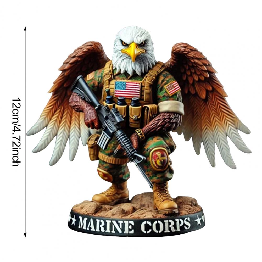 Eagle Soldier Statue Resin Military Eagle Figurine Patriotic Desktop Soldier Ornament for Independence Day Decor