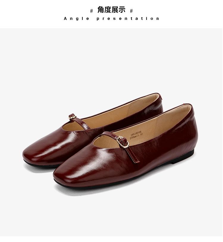 [Cow Leather] Retro Red Mary Jane Shoes Soft Leather Square Head Single Shoes Gentle French Style Commuter Shoes