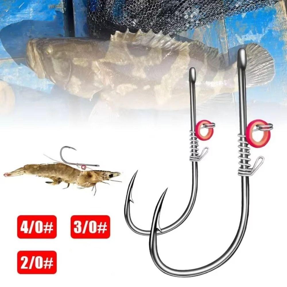 Single Hook Fishing Fixed Hooks Carbon Steel Barbed Fishhook Live Shrimp Fishing Hooks Live Bait