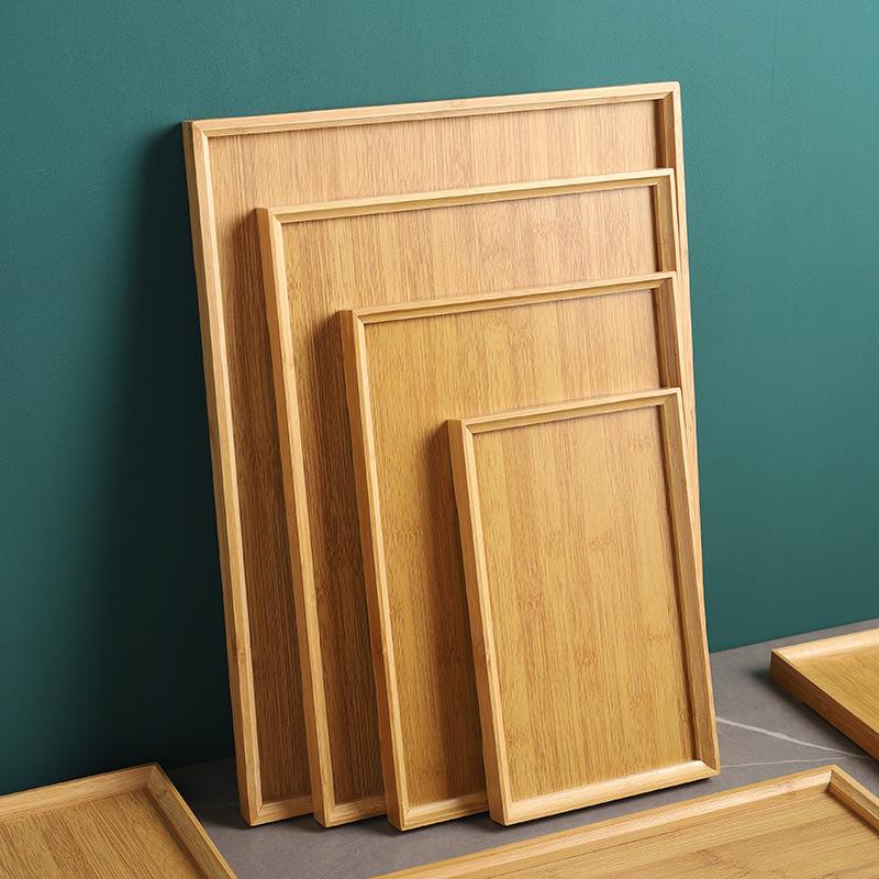 1 шт. Прямоугольный поднос для подачи Посуда Поднос для еды Для кухни Вечеринки Чайного бара Бамбуковые Деревянные поддоны Плоская тарелка Кухонные принадлежности