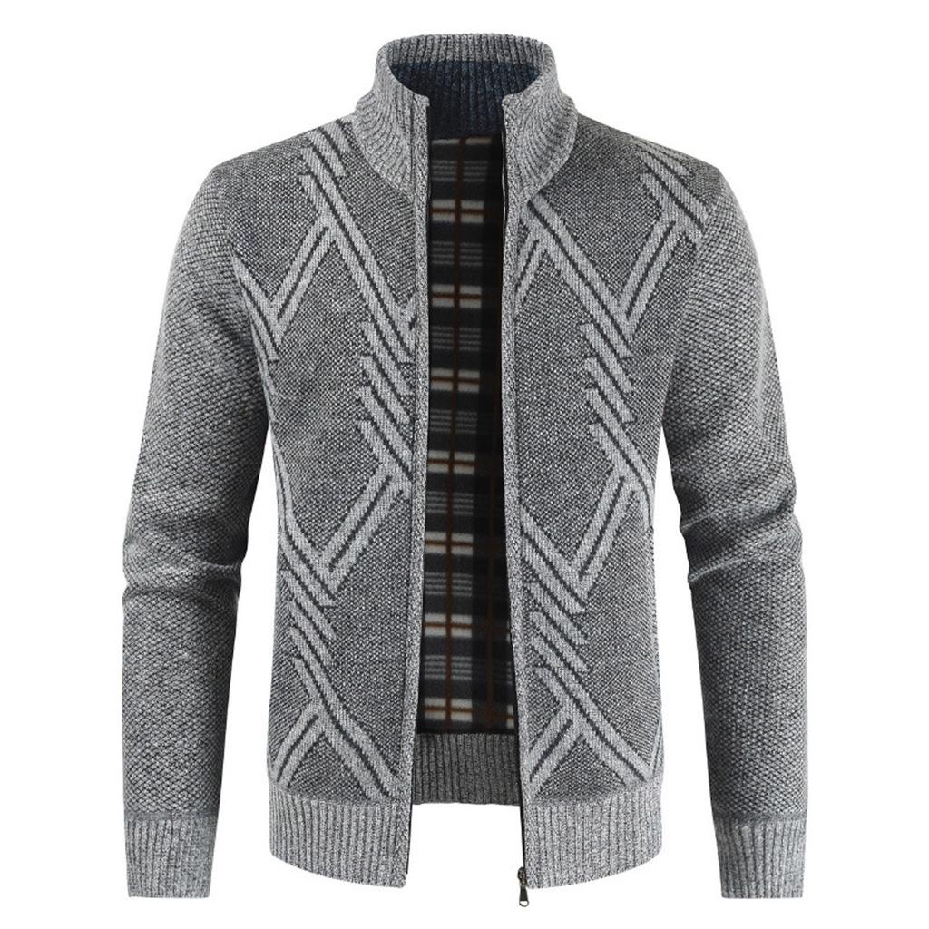 Winter Men's Casual Fashion Cardigan Sweater Jacket Long Sleeve Knitted Sweater Top Outwear Coat