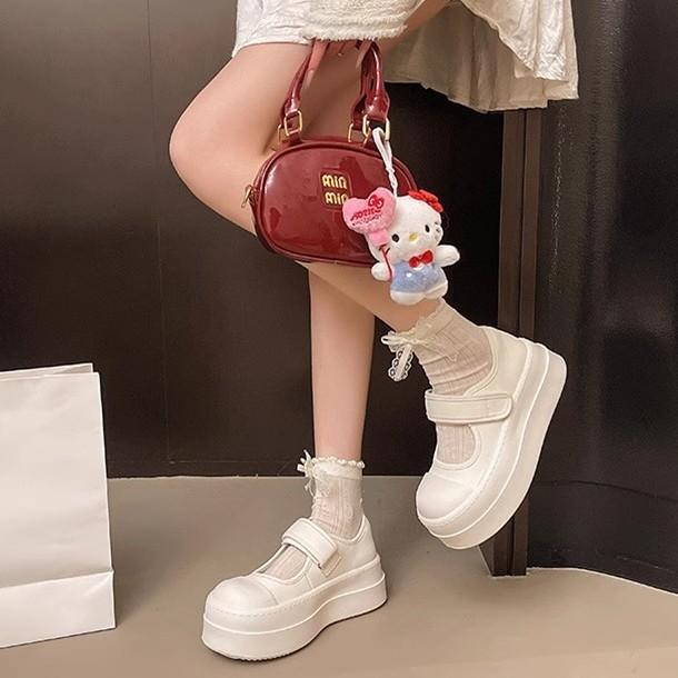 Женские туфли на толстой подошве на липучках, уродливо-милые, 2025 новая летняя дышащая обувь для увеличения роста, маленькие универсальные маленькие белые туфли, туфли-маффины