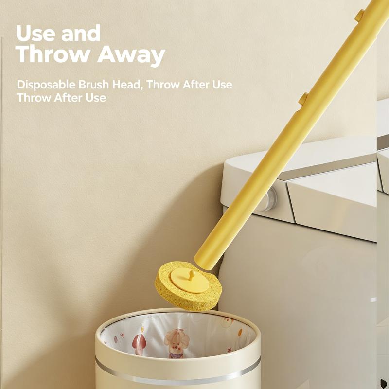 Disposable Toilet Brush Kit with Removable Heads for Bathroom Germ-Free and Efficient Strain-Free Cleaning