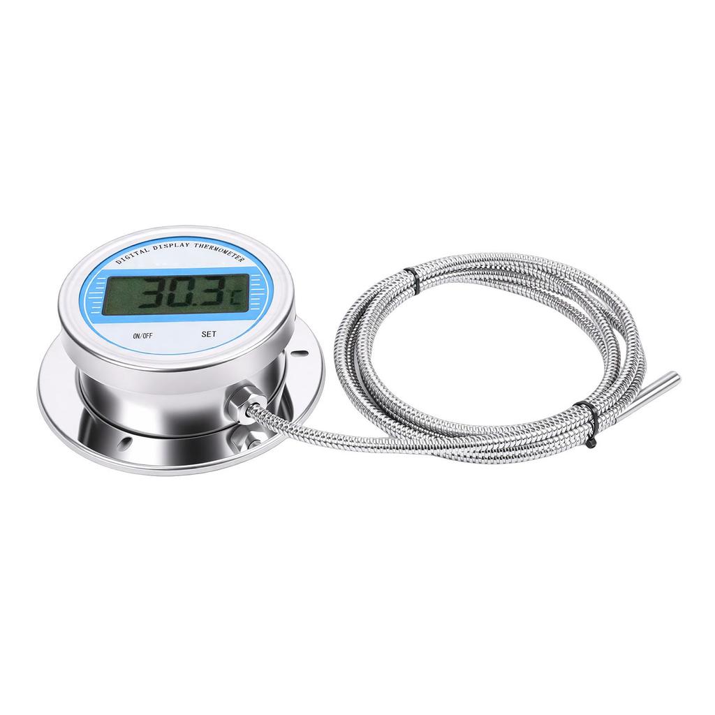 Digital Thermometer with 2M Threaded Probe Stainless Steel Temperature Meter for Cooking Stove Pipe Industrial Use -50 to 200 celsius 
