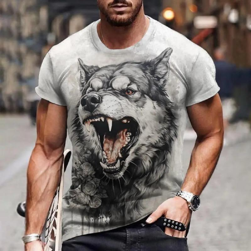 Мужская футболка с принтом в виде свирепого животного, 3D-принт, короткий рукав, мужская и женская модная повседневная спортивная рубашка, свободные быстросохнущие футболки