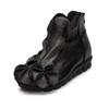 Women Ankle Boots Winter Fashion Genuine Leather Height Increasing Casual Flats Flower Shoes Comfortable