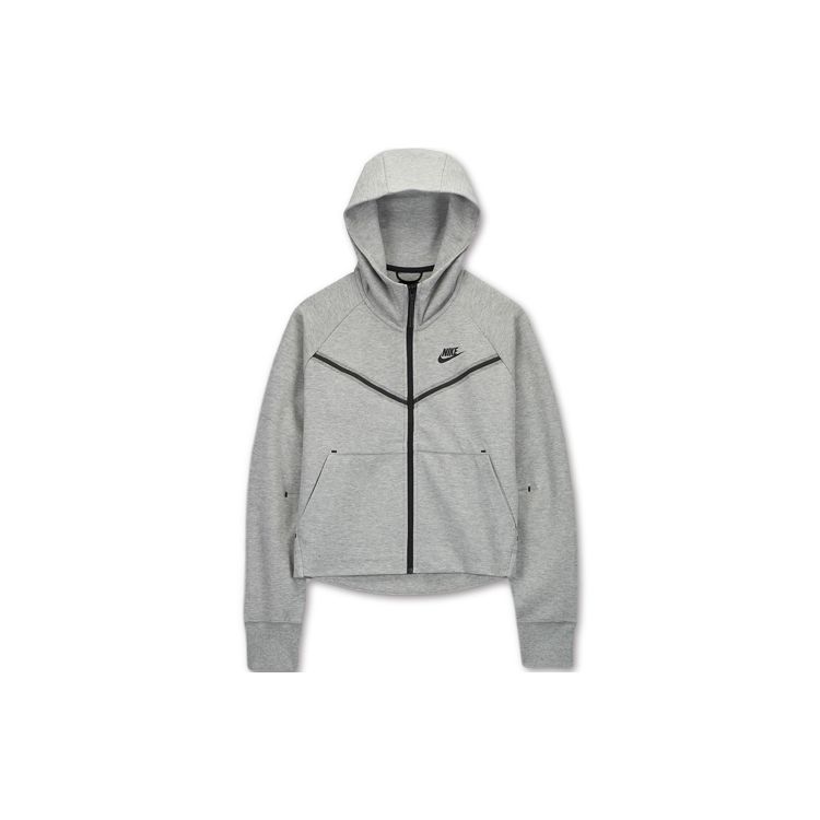 Nike Спортивная толстовка с капюшоном Tech Fleece Windrunner на молнии Темно-серый меланж Черный Для женщин CW4299-063