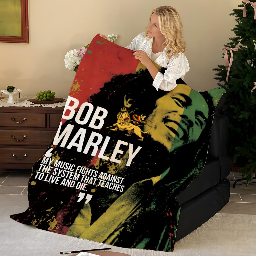 Музыкальная B-Bob M-Marley Плед Фланелевый, Мягкий Теплый, Прочный и Стирающийся милый Крутой