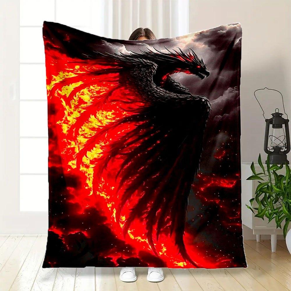 "Fiery Phoenix Wall Art: Fantasy Dragon Decor for Your Home"Blanket Flannel Throw Blanket for Sofa, Bed, Travel, Camping, Office