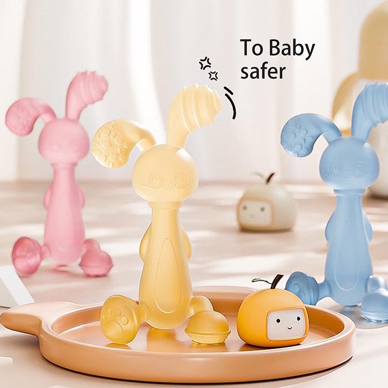 Silicone Baby Teether Silicone Baby Chewing Toys Cartoon Cute Little Rabbit Shape Newborn Handhold Molar Teether Baby Products