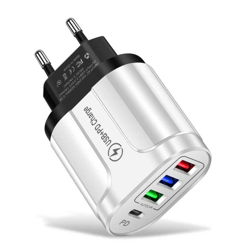 3-Port USB + Type-C Home & Travel Charger, EU/UK Standard, 5V/2.4A, New Model