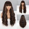 MISSQUEEN женский парик Ombre коричневый, серый цвет длинный волнистый парик с челкой из синтетического волокна женская повседневная одежда косплей волнистый парик