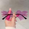 Vintage Rimless Flame Love Heart Sunglasses Women For Men Luxury Brand Designer Sun Glasses Punk Popular Party Hip Hop Eyewear