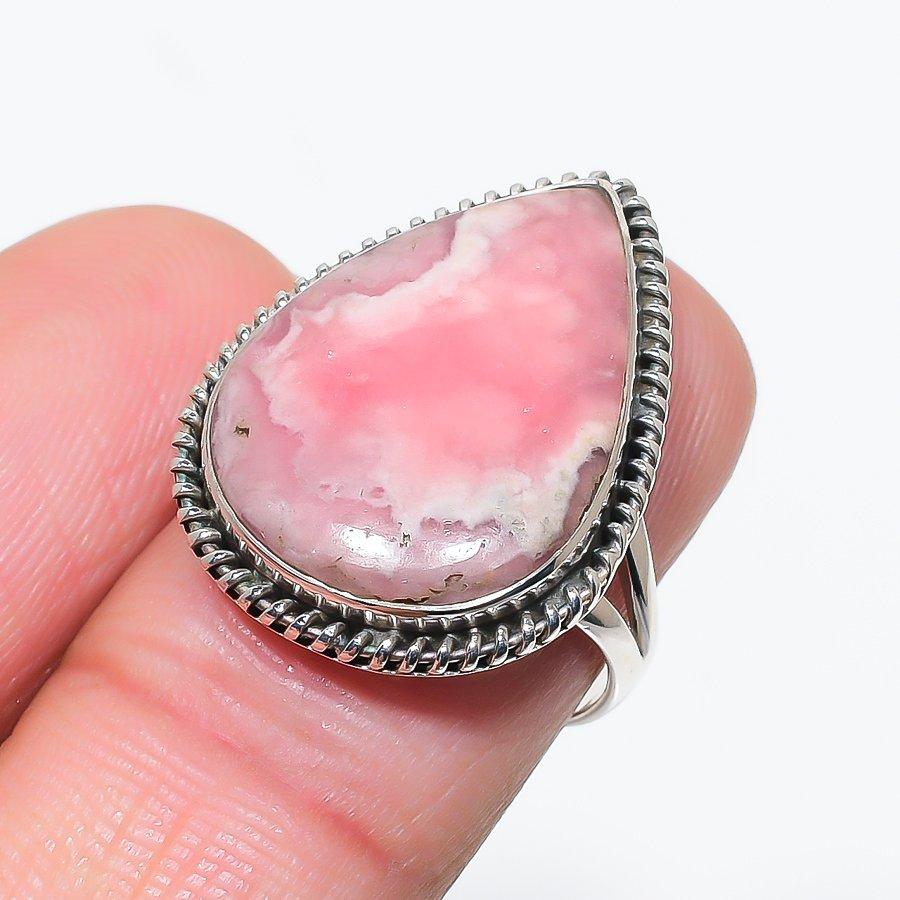 Natural Rhodochrosite Gemstone 925 Solid Sterling Silver Jewelry Ring S.7 g2L77