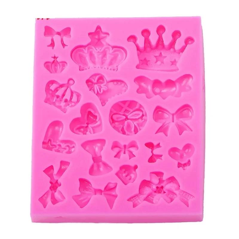 Creative Love Crown Cake Silicone Mold Bow Shaped Clay Mold Kitchen Chocolate Pastry Candy Baking Production Tool Accessories